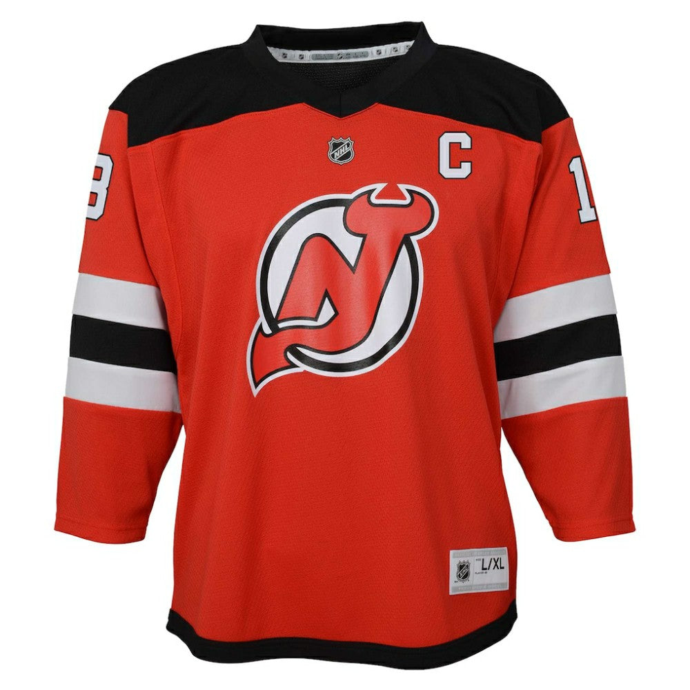Nico Hischier New Jersey Devils Youth Captain Patch Home Replica Player Jersey - Red - NHL