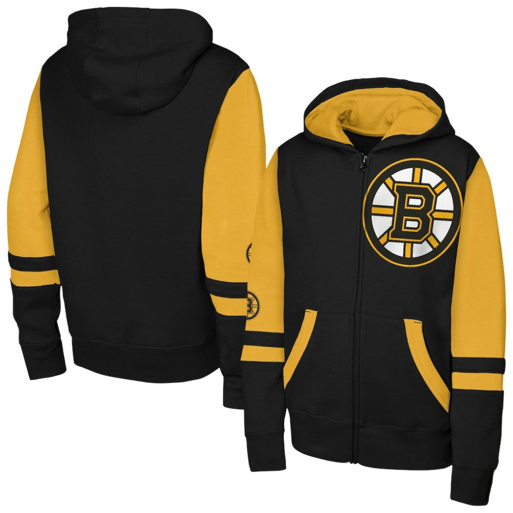 Boston Bruins Youth Face Off Full-Zip Hoodie - Black - NHL