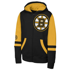 Boston Bruins Youth Face Off Full-Zip Hoodie - Black - NHL