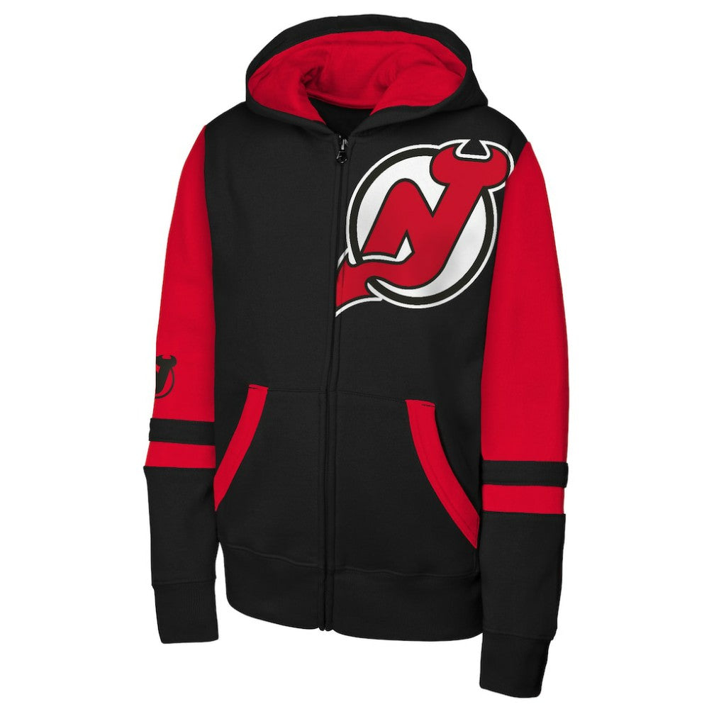 New Jersey Devils Youth Face Off Full-Zip Hoodie - Black - NHL