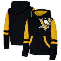 Pittsburgh Penguins Youth Face Off Full-Zip Hoodie - Black - NHL