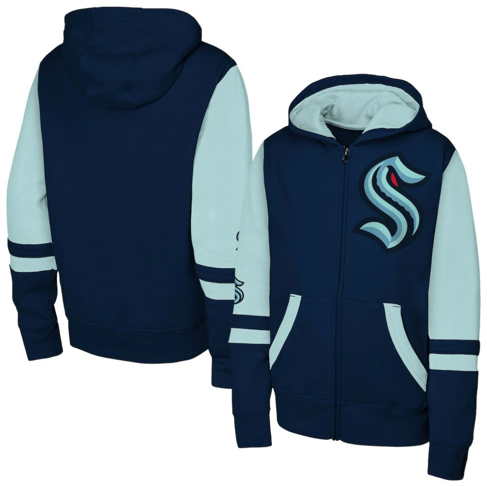 Seattle Kraken Youth Face Off Full-Zip Hoodie - Navy - NHL
