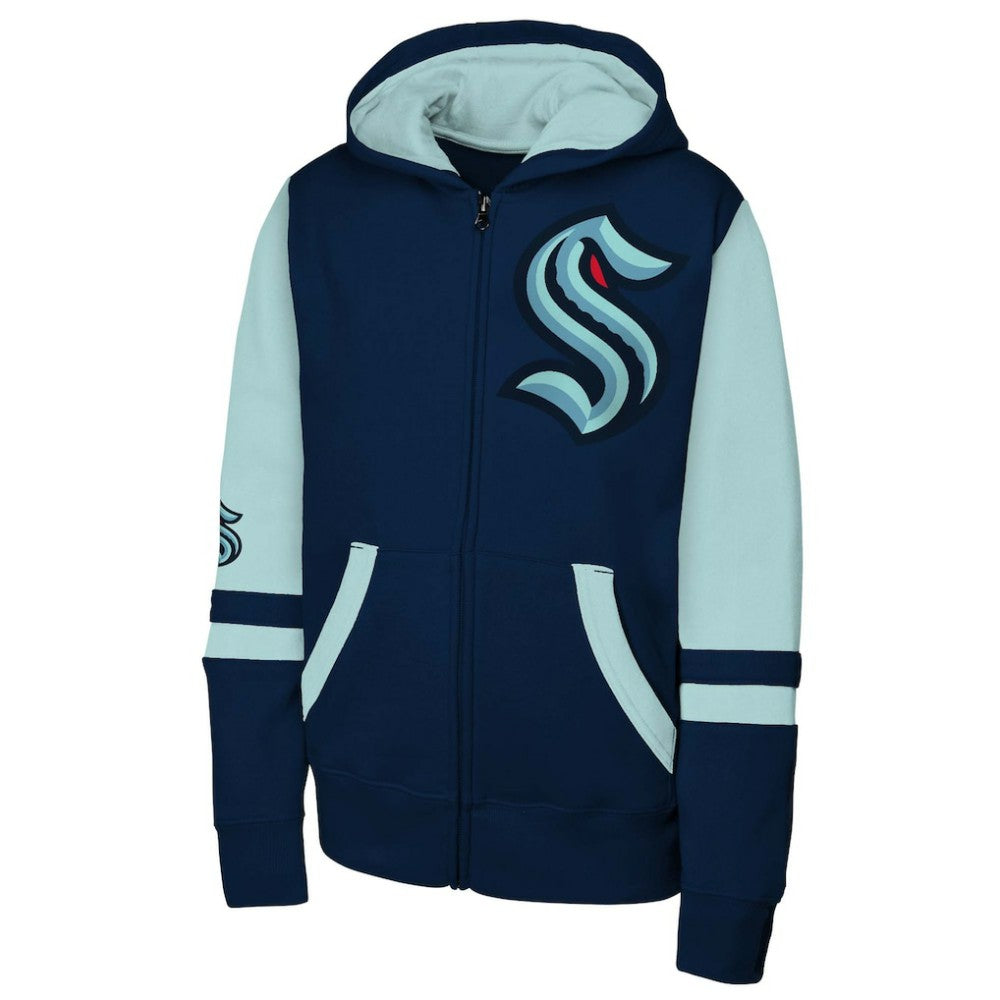 Seattle Kraken Youth Face Off Full-Zip Hoodie - Navy - NHL