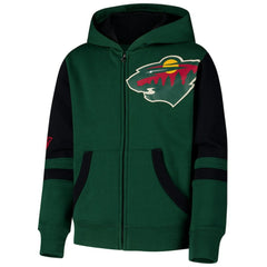 Minnesota Wild Youth Face Off Full-Zip Hoodie - Green - NHL