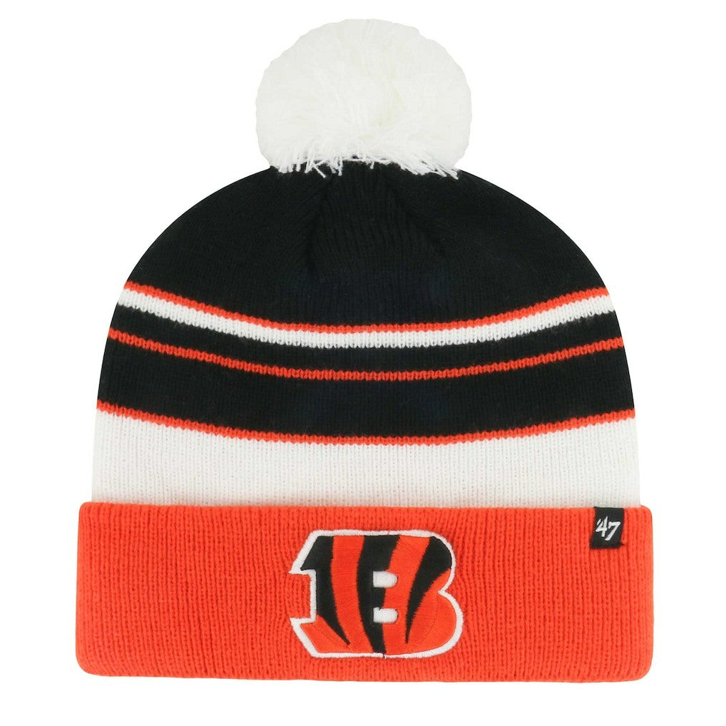 Cincinnati Bengals '47 Youth Peewee Cuffed Knit Hat with Pom Black/Orange | 47 brand