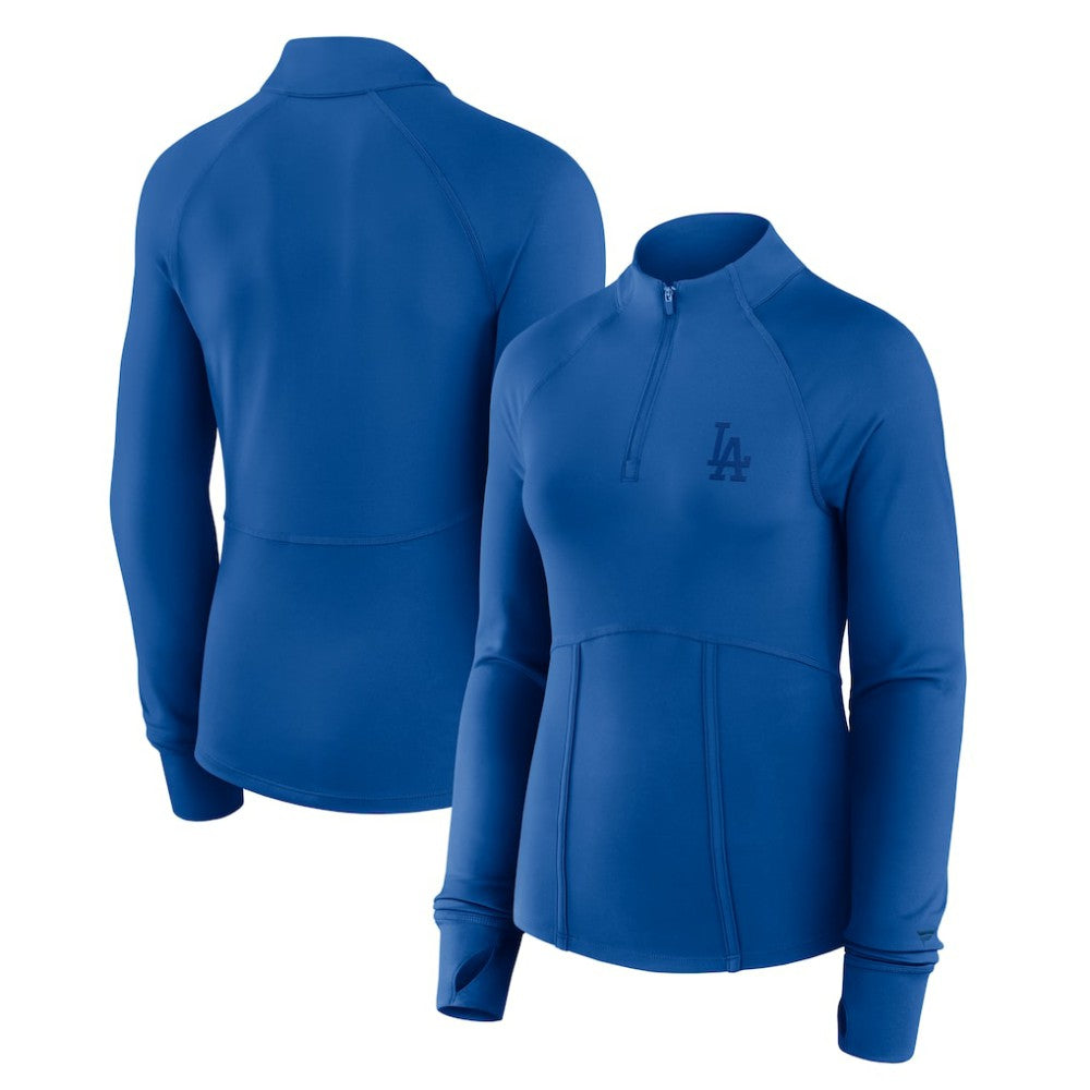 Los Angeles Dodgers Fanatics Women's Elements Raglan Tri-Blend Quarter-Zip Top - MLB