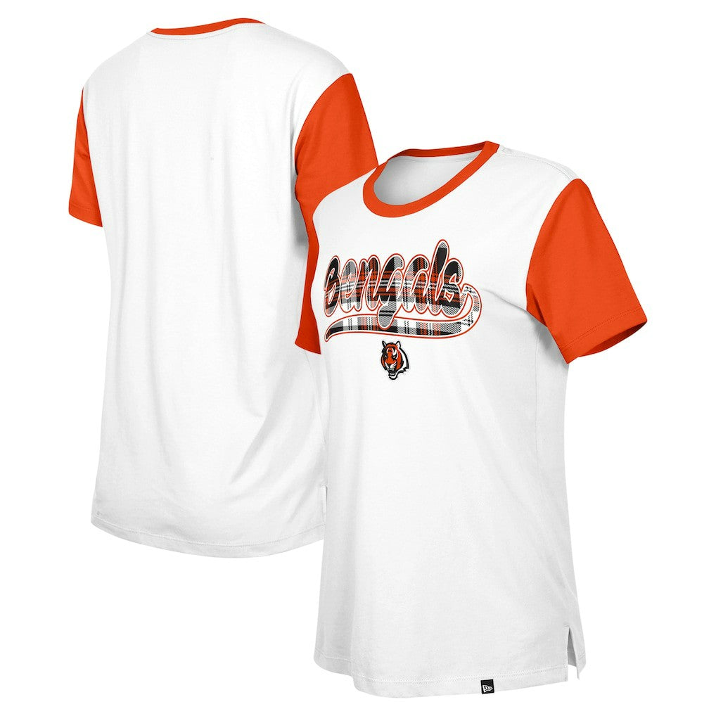 Cincinnati Bengals New Era Women's 3rd Down T-Shirt White/Orange | NFL