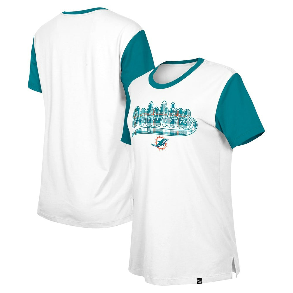 Miami Dolphins New Era Women's 3rd Down T-Shirt White/Aqua | NFL
