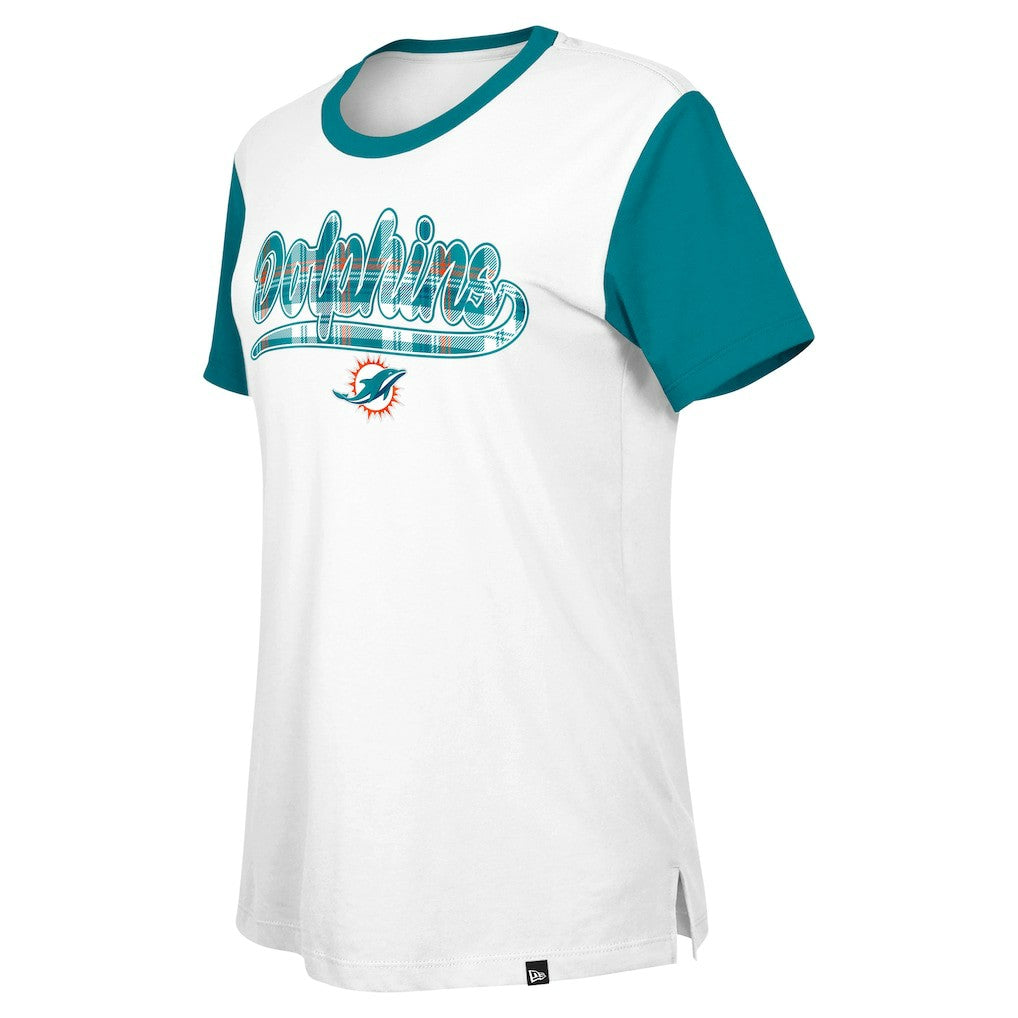 Miami Dolphins New Era Women's 3rd Down T-Shirt White/Aqua | NFL