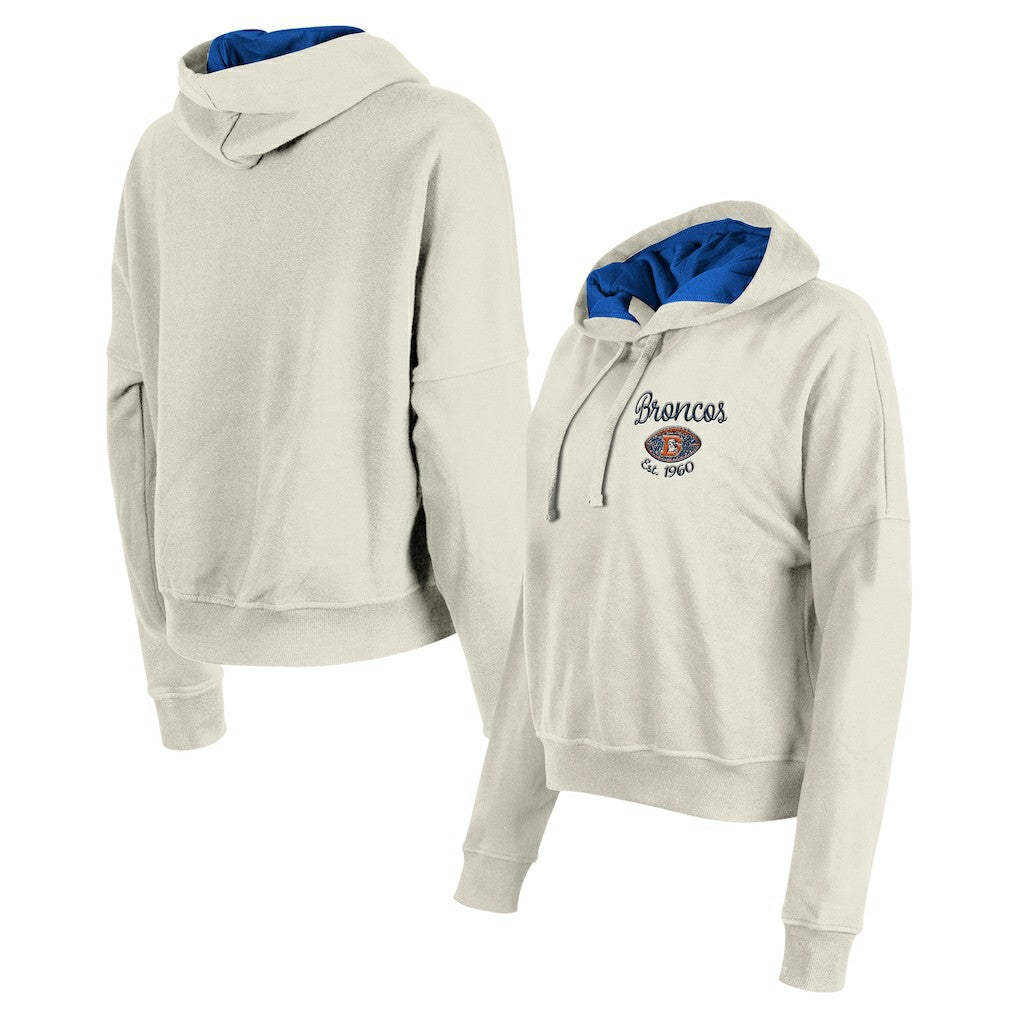 Denver Broncos New Era Women's 3rd Down Historic Pullover Hoodie Cream | NFL