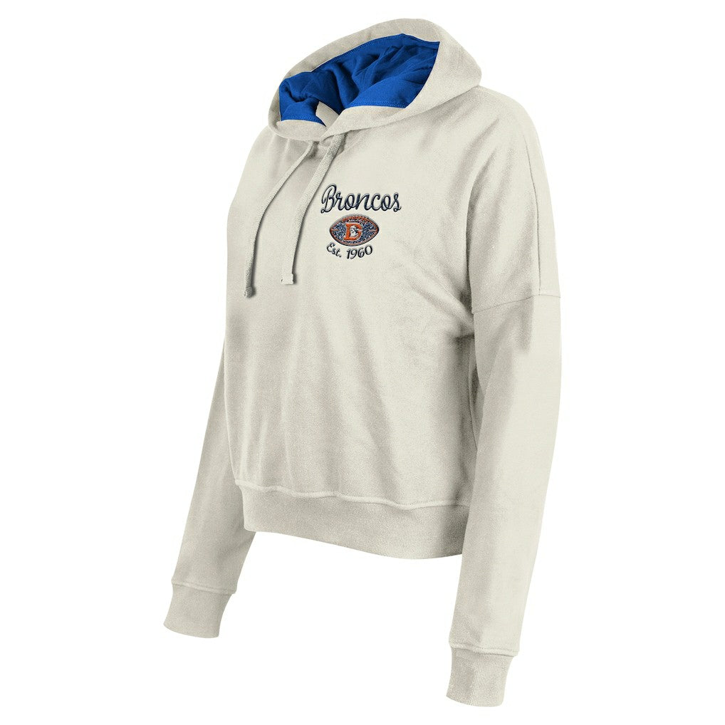 Denver Broncos New Era Women's 3rd Down Historic Pullover Hoodie Cream | NFL