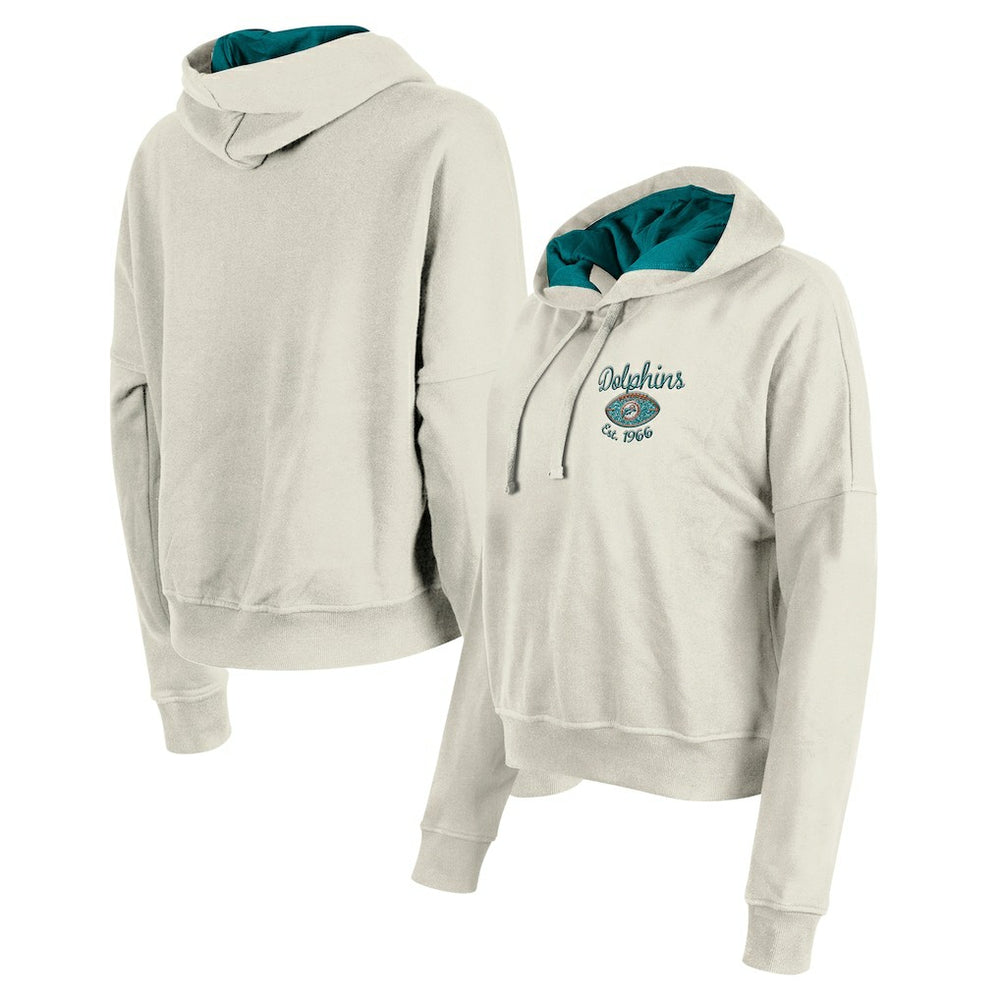 Miami Dolphins New Era Women's 3rd Down Historic Pullover Hoodie Cream | NFL