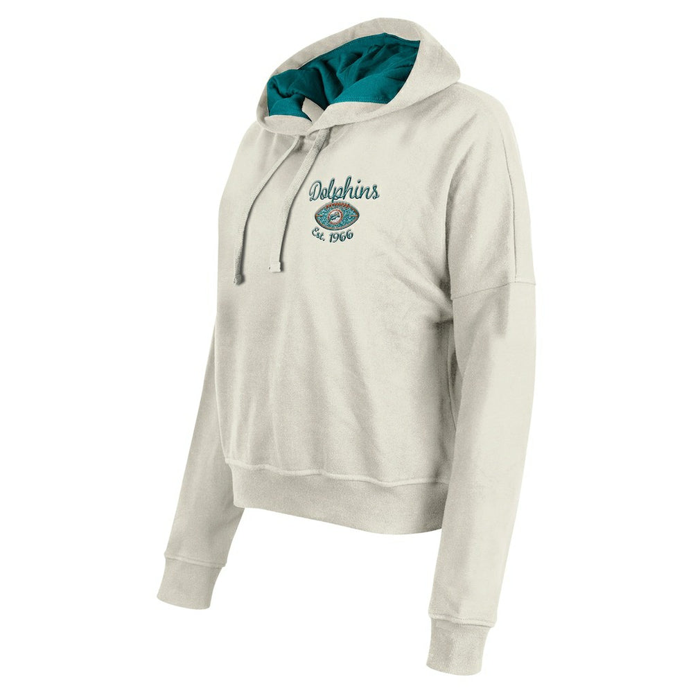 Miami Dolphins New Era Women's 3rd Down Historic Pullover Hoodie Cream | NFL