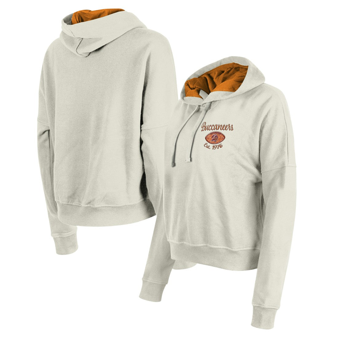 Tampa Bay Buccaneers New Era Women's 3rd Down Historic Pullover Hoodie Cream | NFL