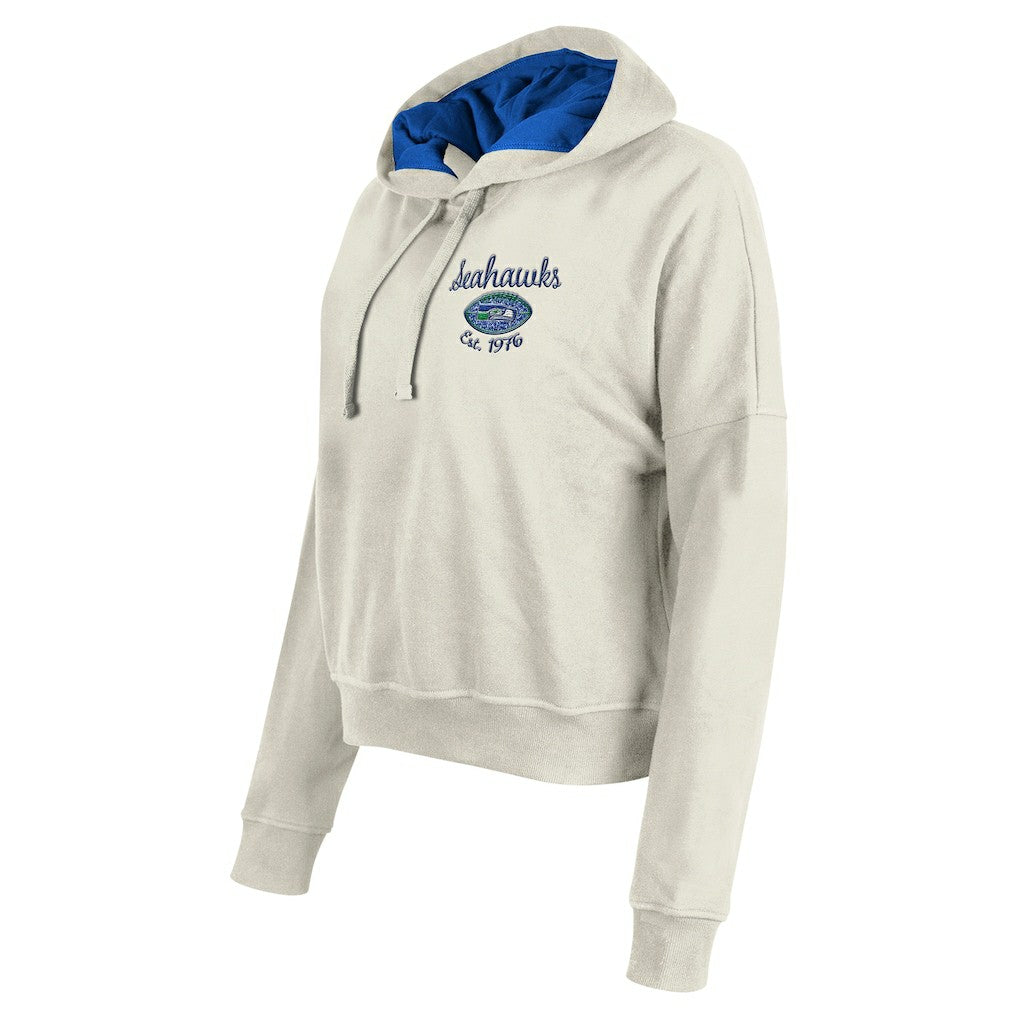 Seattle Seahawks New Era Women's 3rd Down Historic Pullover Hoodie Cream | NFL