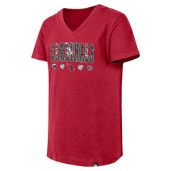 Arizona Cardinals New Era Girls Youth Flip Sequin V-Neck T-Shirt Cardinal | NFL