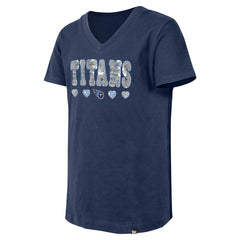Tennessee Titans New Era Girls Youth Flip Sequin V-Neck T-Shirt Navy | NFL