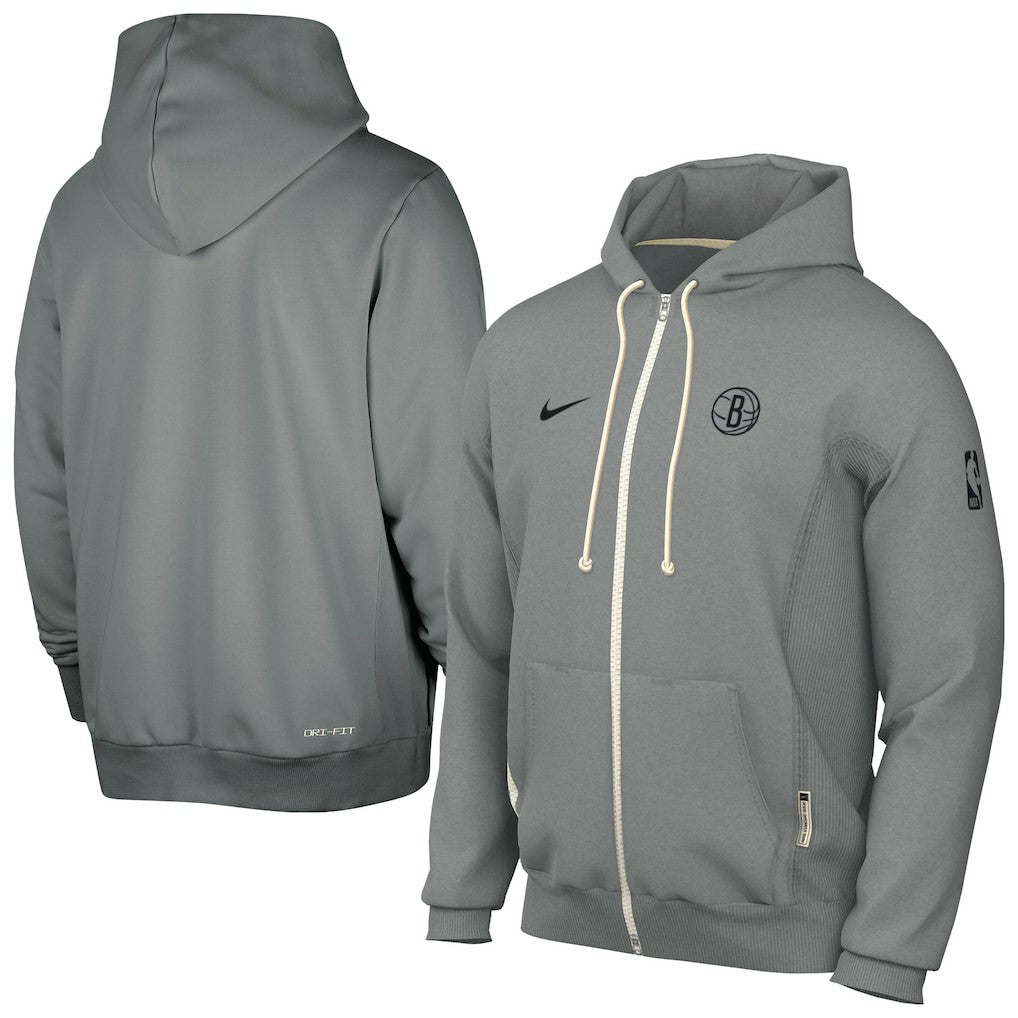 Brooklyn Nets Authentic Standard Issue Full-Zip Hoodie Jacket Gray - NBA