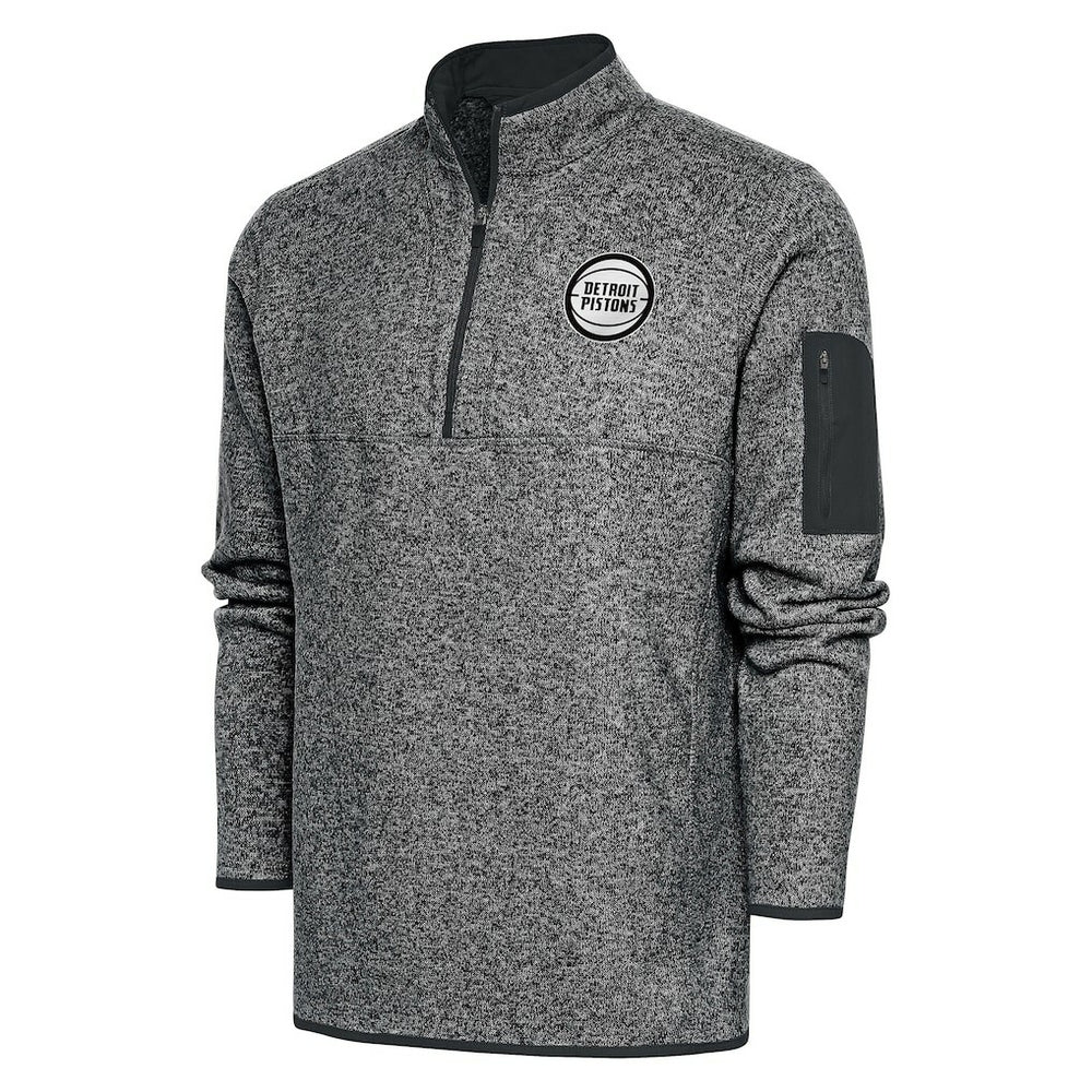 Detroit Pistons Antigua Fortune Big & Tall Quarter-Zip Pullover Jacket Heather Charcoal - NBA