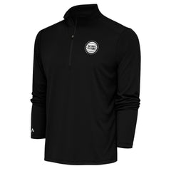 Detroit Pistons Antigua Metallic Logo Tribute Quarter-Zip Pullover Black - NBA