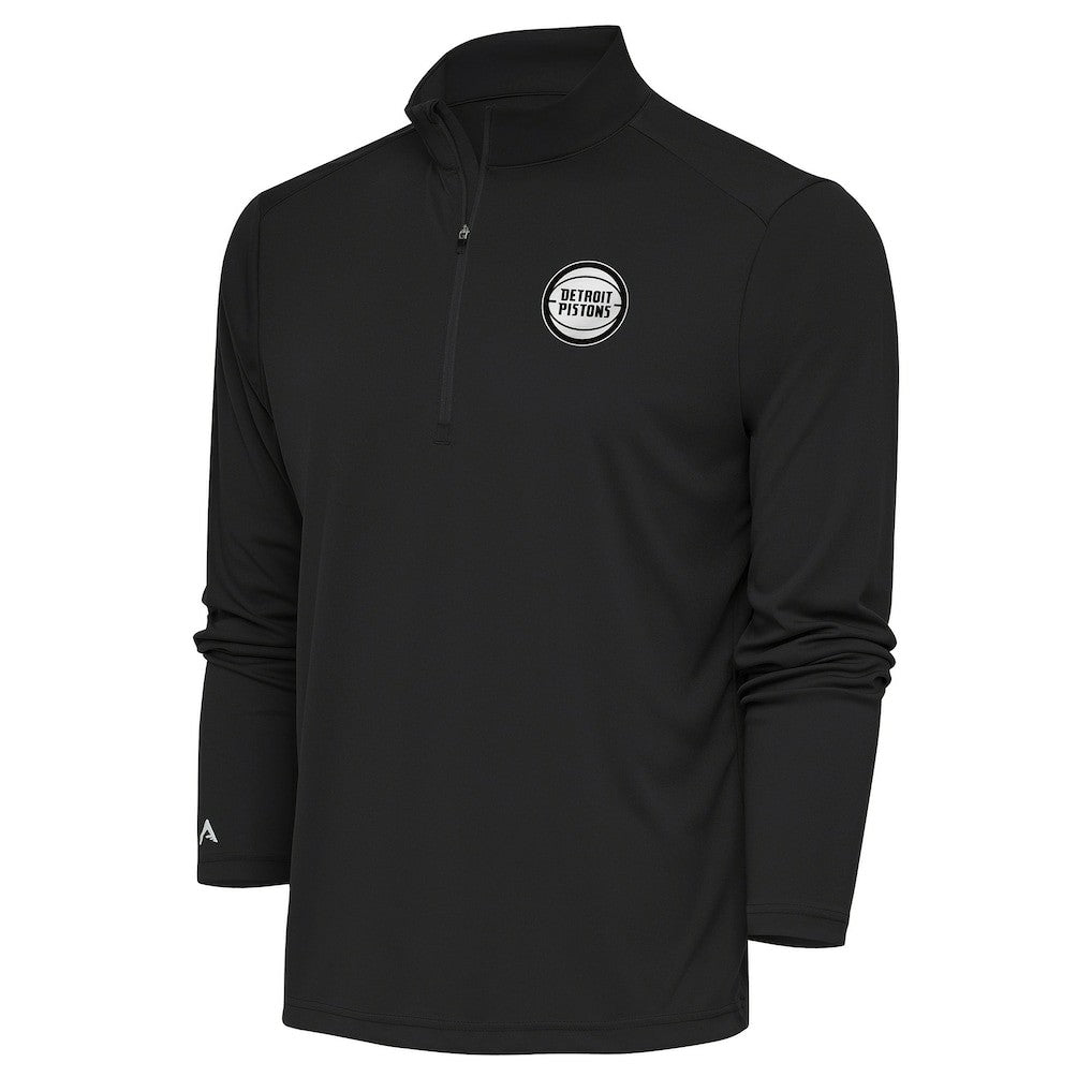 Detroit Pistons Antigua Metallic Logo Tribute Quarter-Zip Pullover Charcoal - NBA