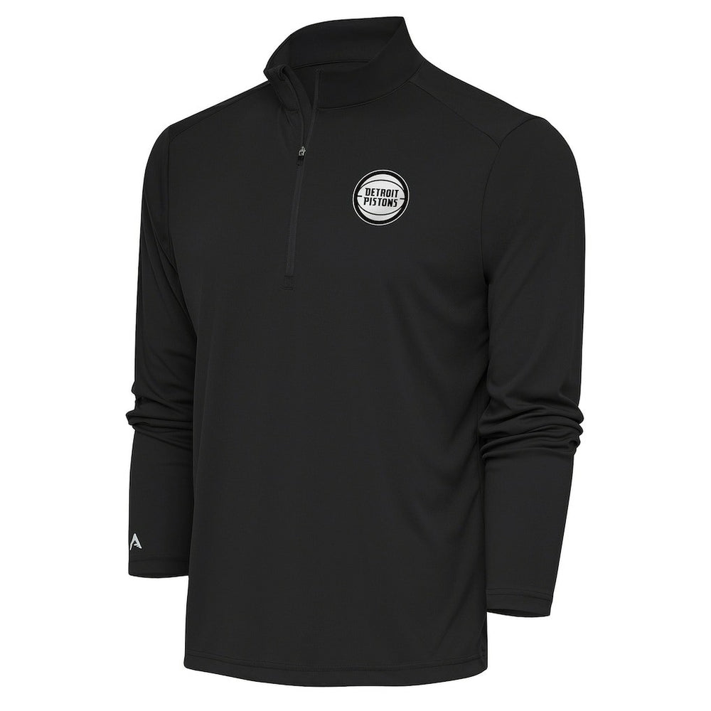 Detroit Pistons Antigua Metallic Logo Tribute Quarter-Zip Pullover Charcoal - NBA