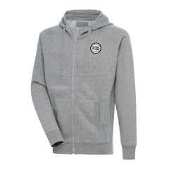 Detroit Pistons Antigua Metallic Logo Victory Raglan Full-Zip Hoodie Heather Gray - NBA