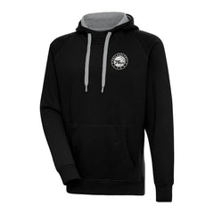 Philadelphia 76ers Antigua Metallic Logo Victory Pullover Hoodie Black - NBA