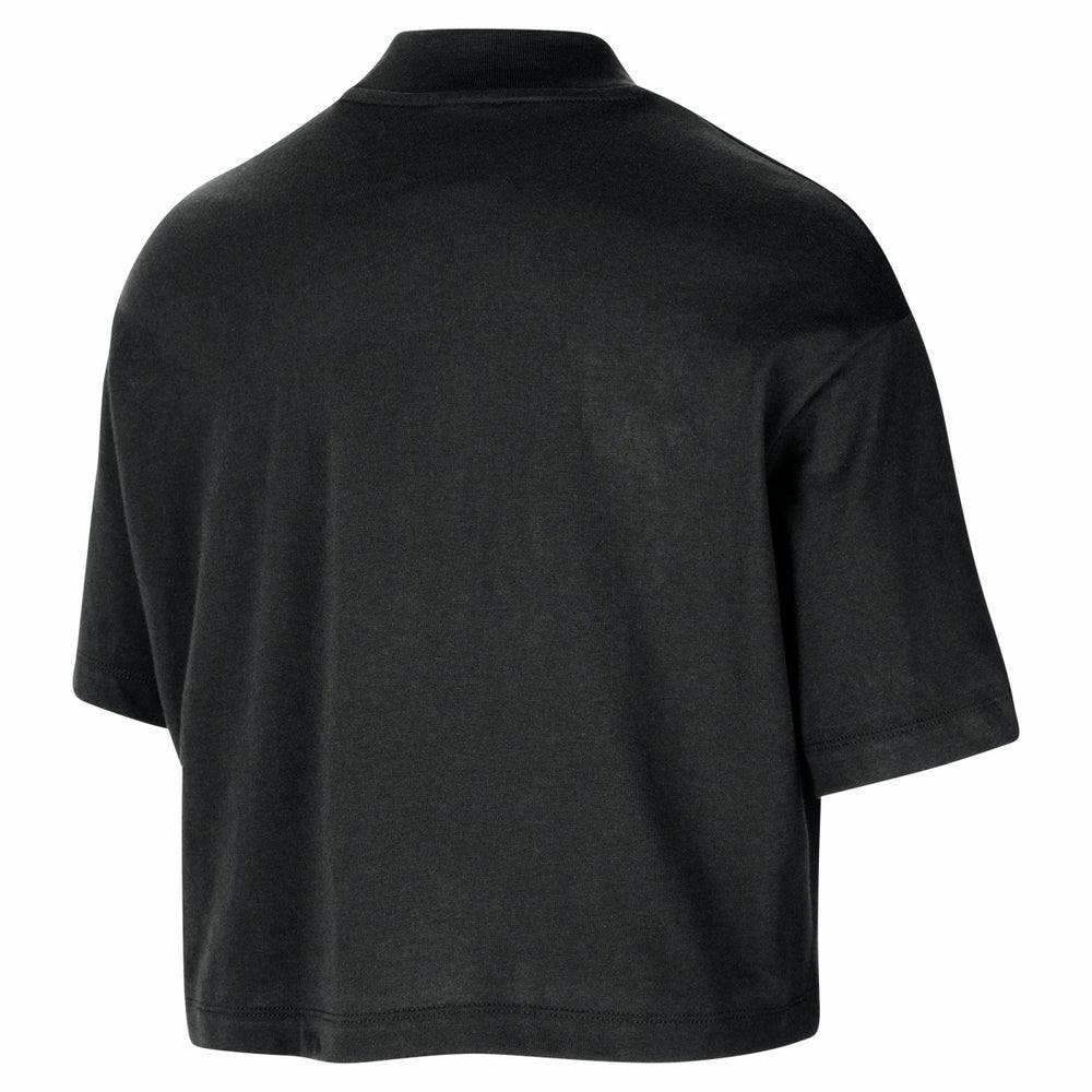 Los Angeles Lakers Women's Courtside Mock Neck Loose Fit Cropped T-Shirt Black - NBA