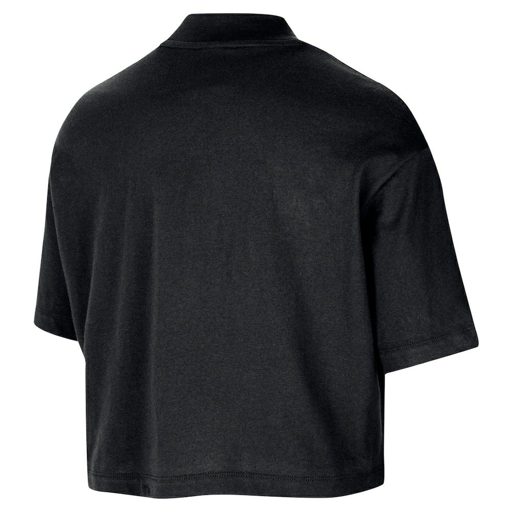 Chicago Bulls Women's Courtside Mock Neck Loose Fit Cropped T-Shirt Black - NBA