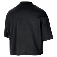 Chicago Bulls Women's Courtside Mock Neck Loose Fit Cropped T-Shirt Black - NBA