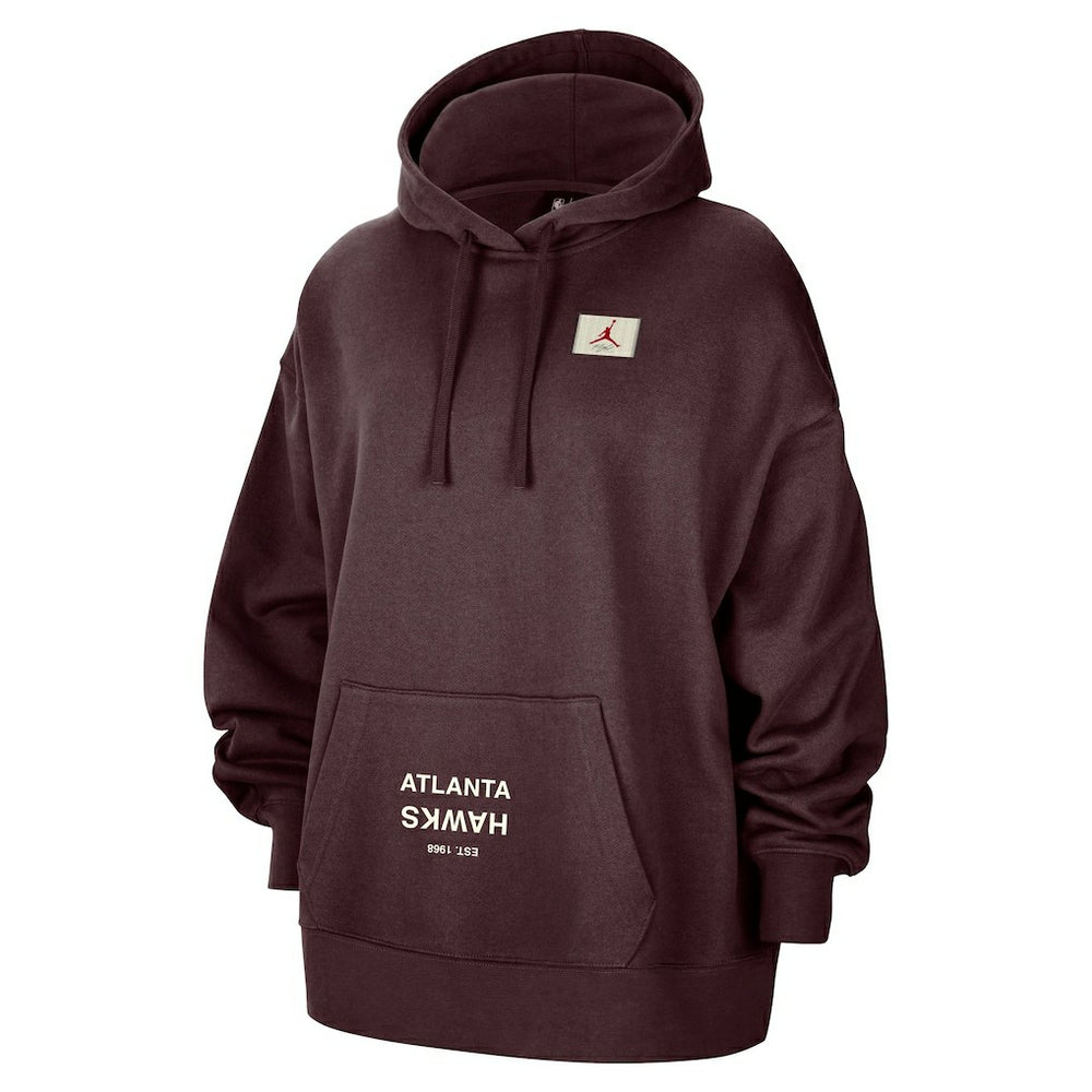 Atlanta Hawks Jordan Brand Women's Courtside Statement Edition Oversize Pullover Hoodie Burgundy - NBA