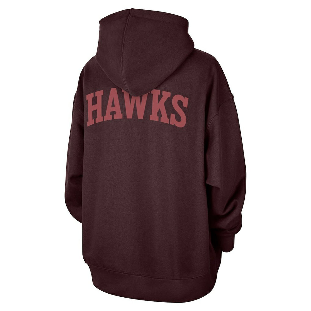 Atlanta Hawks Jordan Brand Women's Courtside Statement Edition Oversize Pullover Hoodie Burgundy - NBA