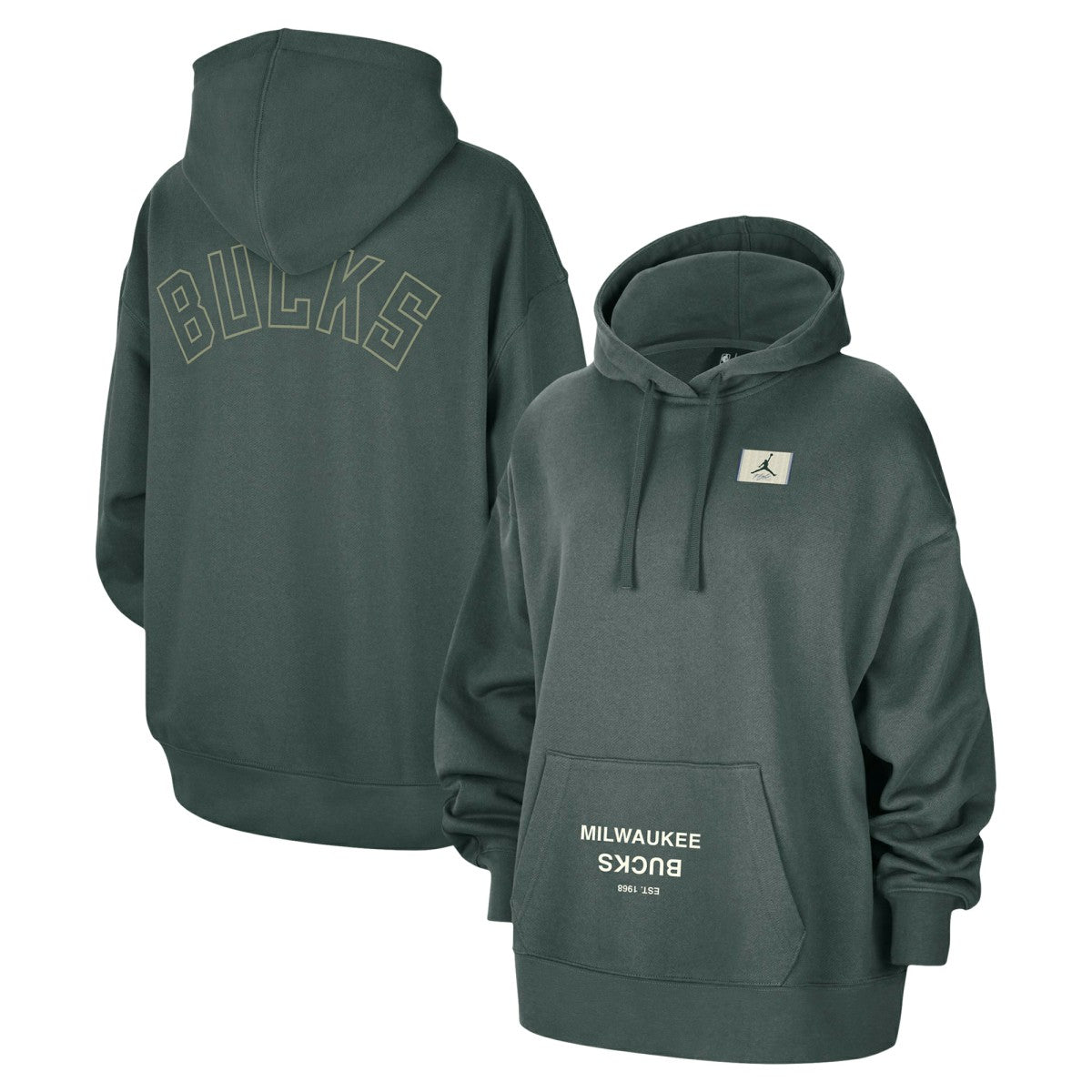 Milwaukee Bucks Jordan Brand Women's Courtside Statement Edition Oversize Pullover Hoodie Green - NBA