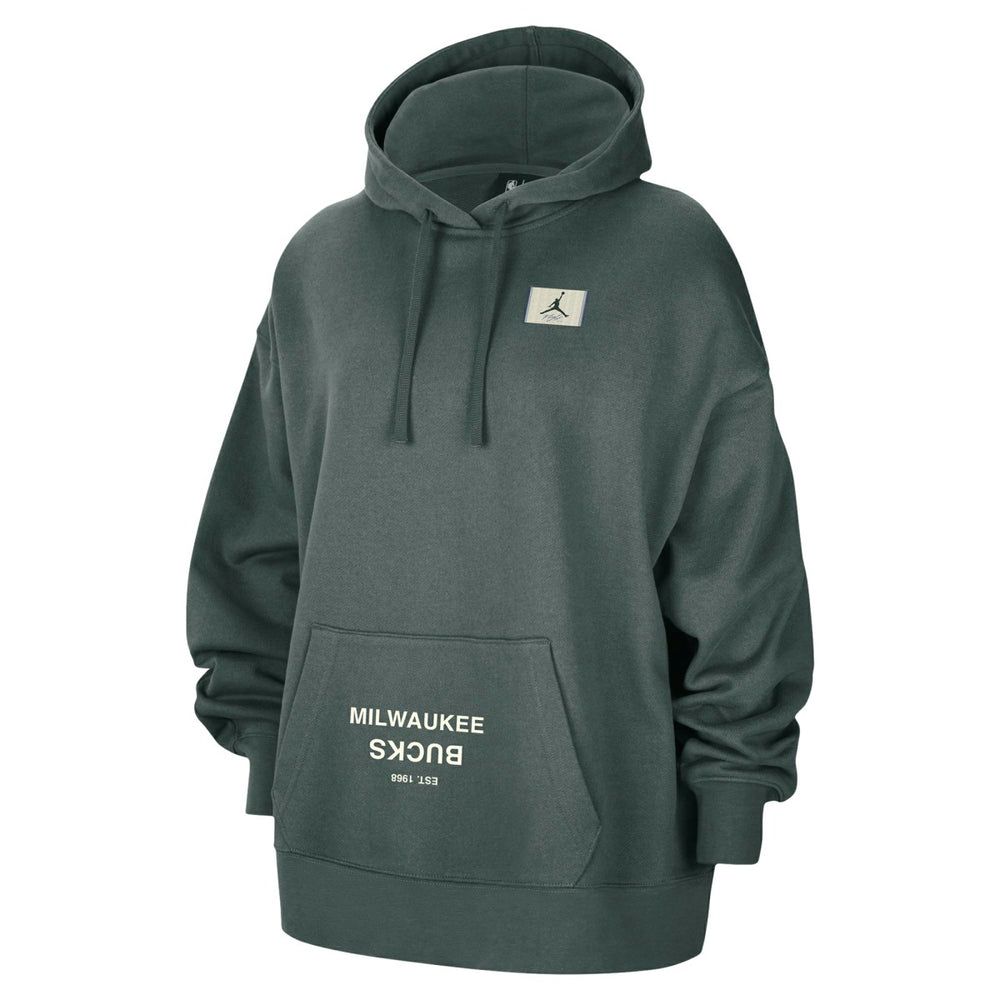 Milwaukee Bucks Jordan Brand Women's Courtside Statement Edition Oversize Pullover Hoodie Green - NBA