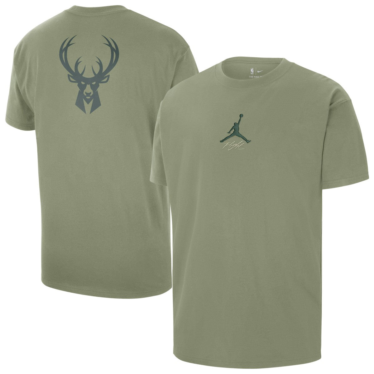 Milwaukee Bucks Jordan Brand Statement Edition Jumpman Flight Heavyweight T-Shirt Green - NBA