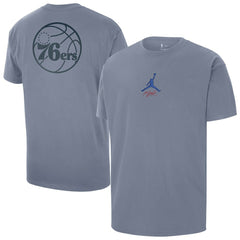 Philadelphia 76ers Jordan Brand Statement Edition Jumpman Flight Heavyweight T-Shirt Blue - NBA