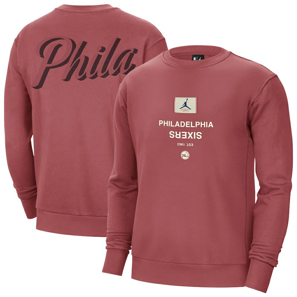 Philadelphia 76ers Jordan Brand Courtside Statement Edition Heavyweight Pullover Sweatshirt Red - NBA