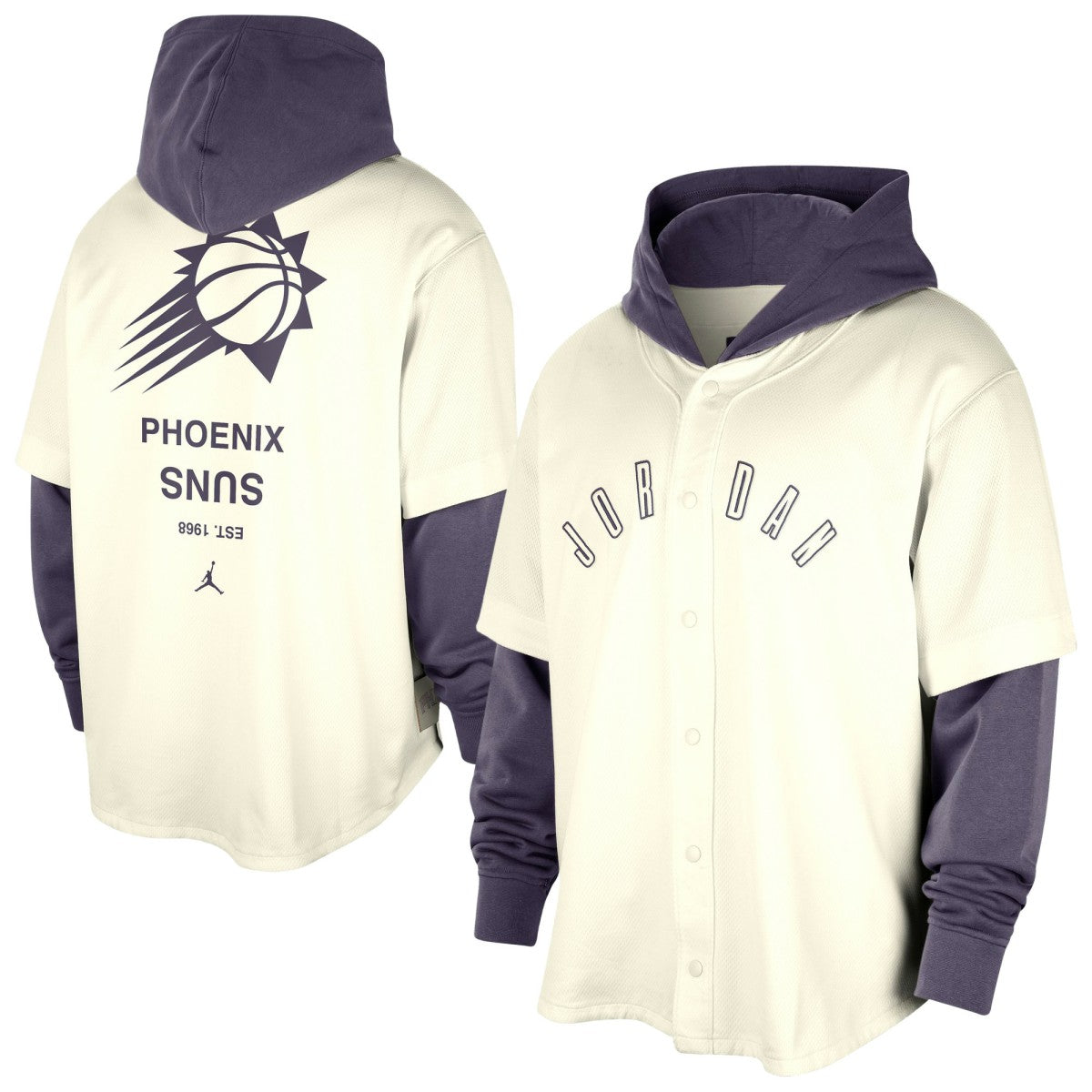 Phoenix Suns Jordan Brand Courtside Statement Edition MVP Jersey Pullover Hoodie Cream/Purple - NBA