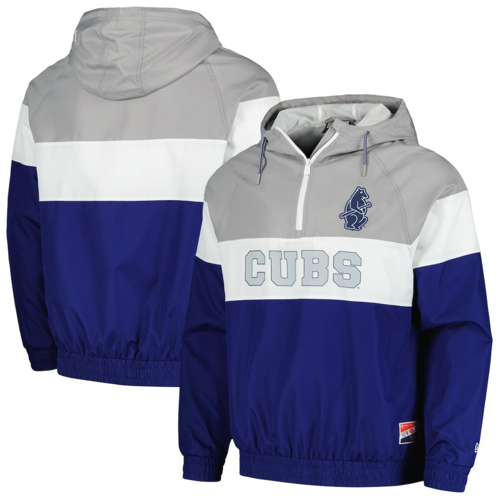 Chicago Cubs New Era Ripstop Raglan Quarter-Zip Hoodie Windbreaker Jacket - MLB