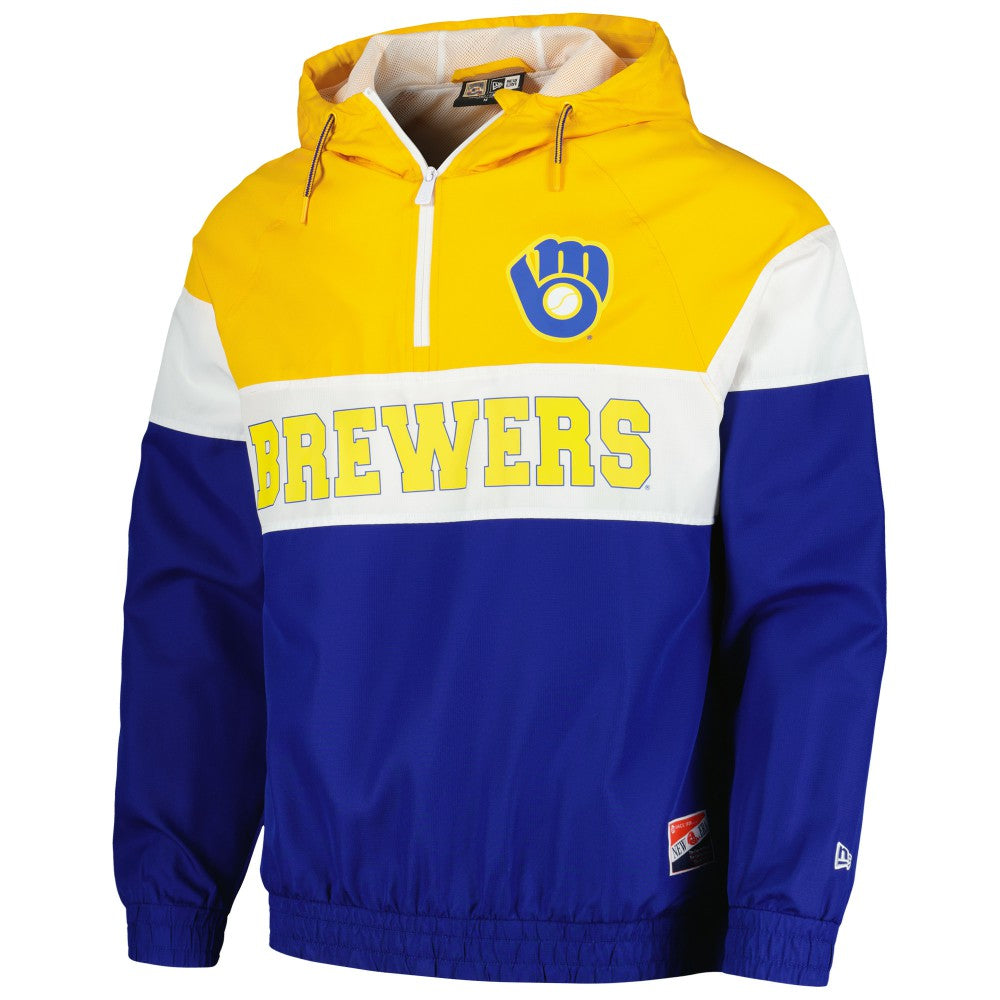 Milwaukee Brewers New Era Ripstop Raglan Quarter-Zip Hoodie Windbreaker Jacket - MLB