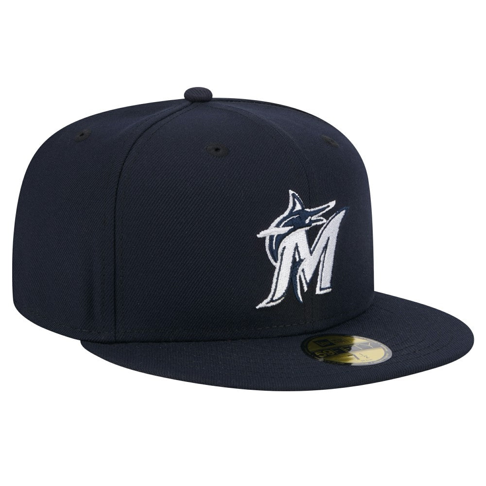 Miami Marlins New Era White Logo 59FIFTY Fitted Hat - MLB