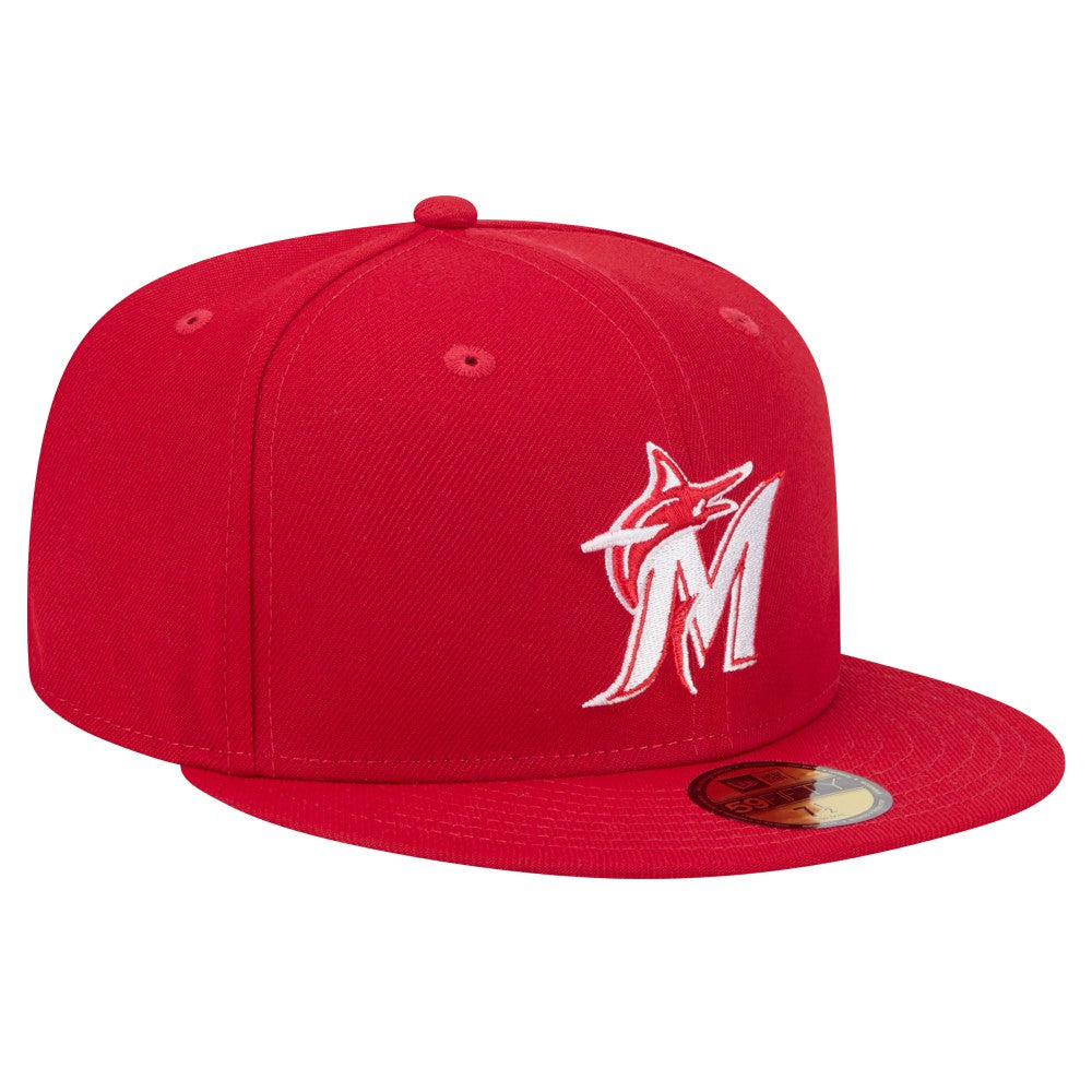 Miami Marlins New Era White Logo 59FIFTY Fitted Hat - MLB