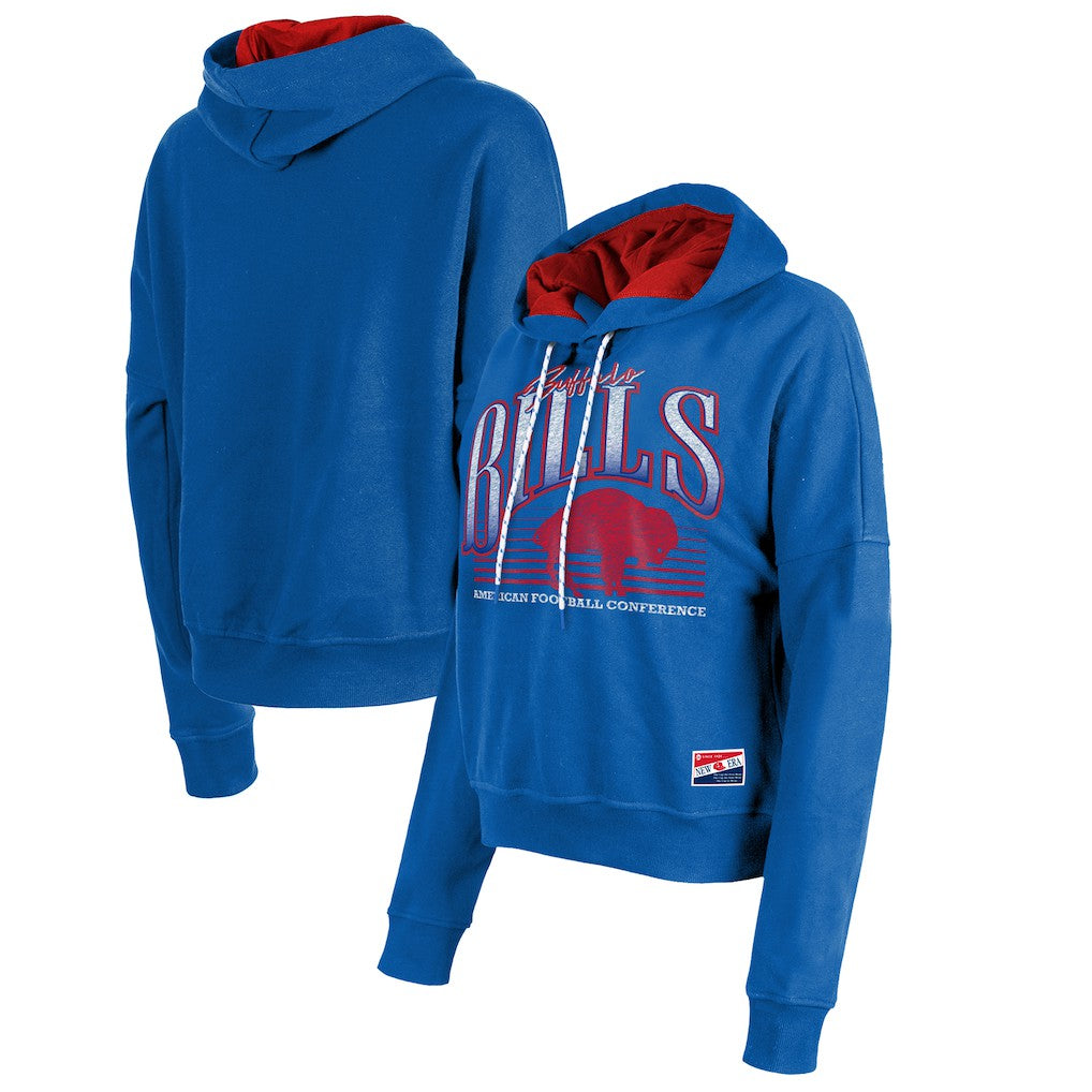 Buffalo Bills New Era Women's Throwback Boxy Pullover Hoodie Royal | NFL