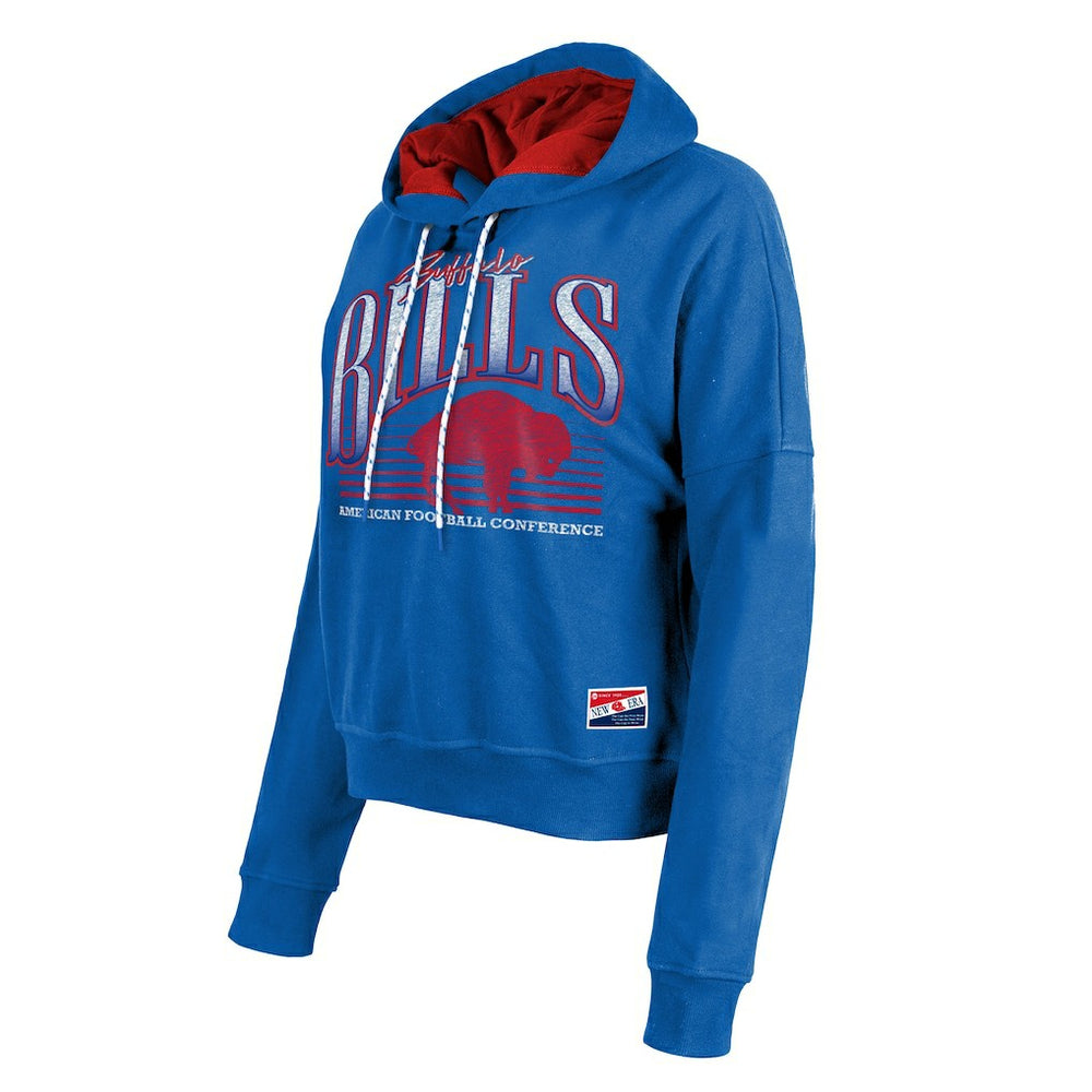 Buffalo Bills New Era Women's Throwback Boxy Pullover Hoodie Royal | NFL