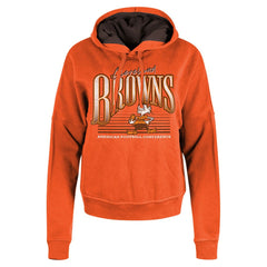 Cleveland Browns New Era Women's Throwback Boxy Pullover Hoodie Orange | NFL
