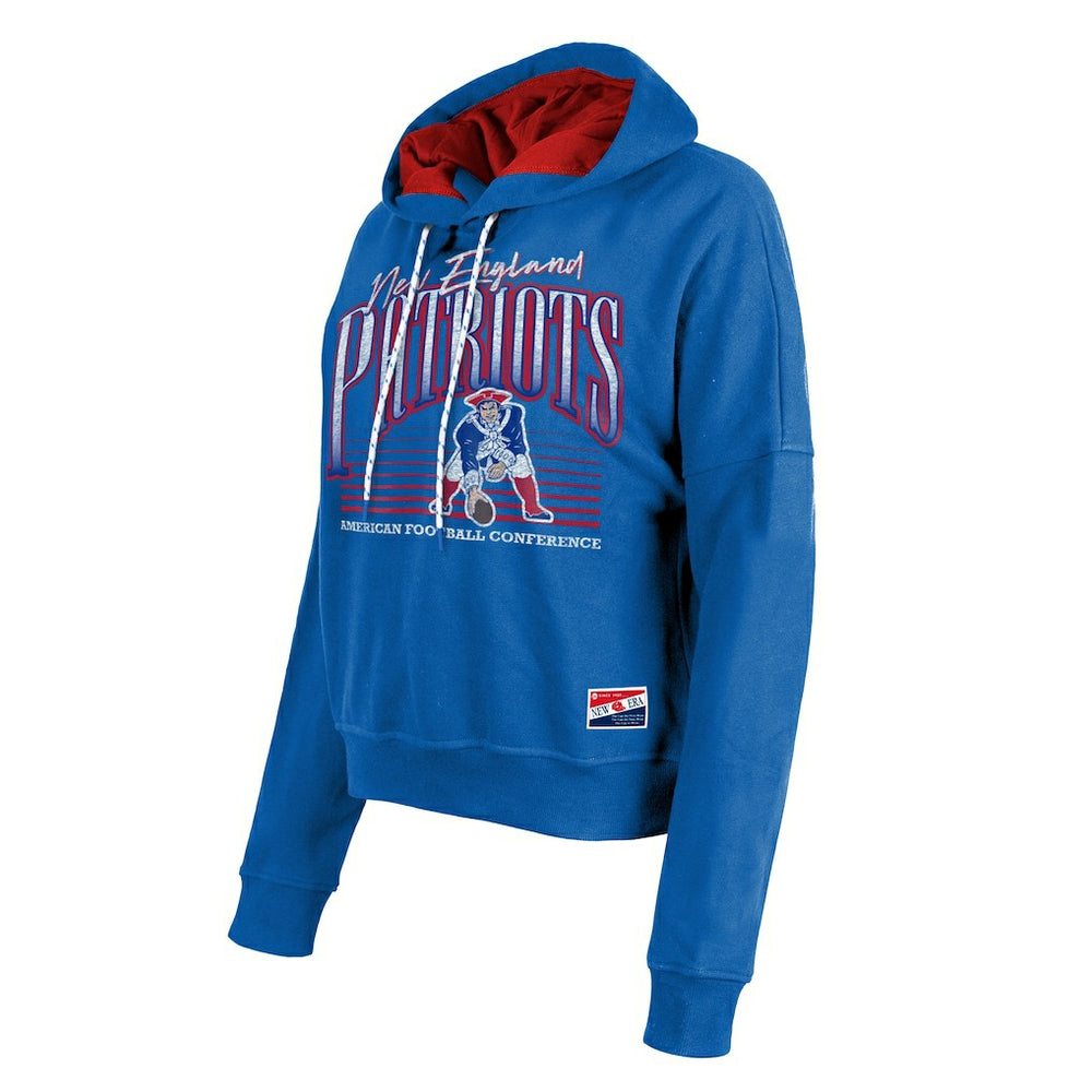 New England Patriots New Era Women's Throwback Boxy Pullover Hoodie Royal | NFL