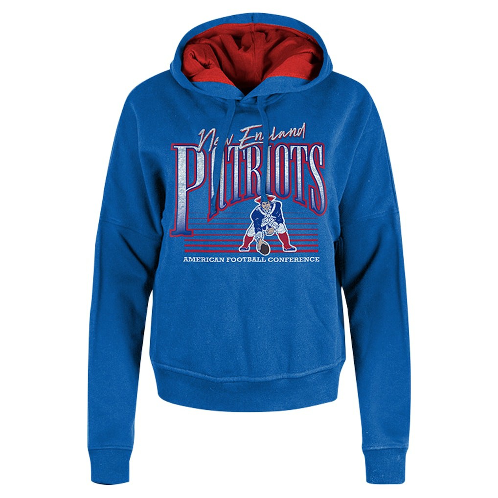 New England Patriots New Era Women's Throwback Boxy Pullover Hoodie Royal | NFL