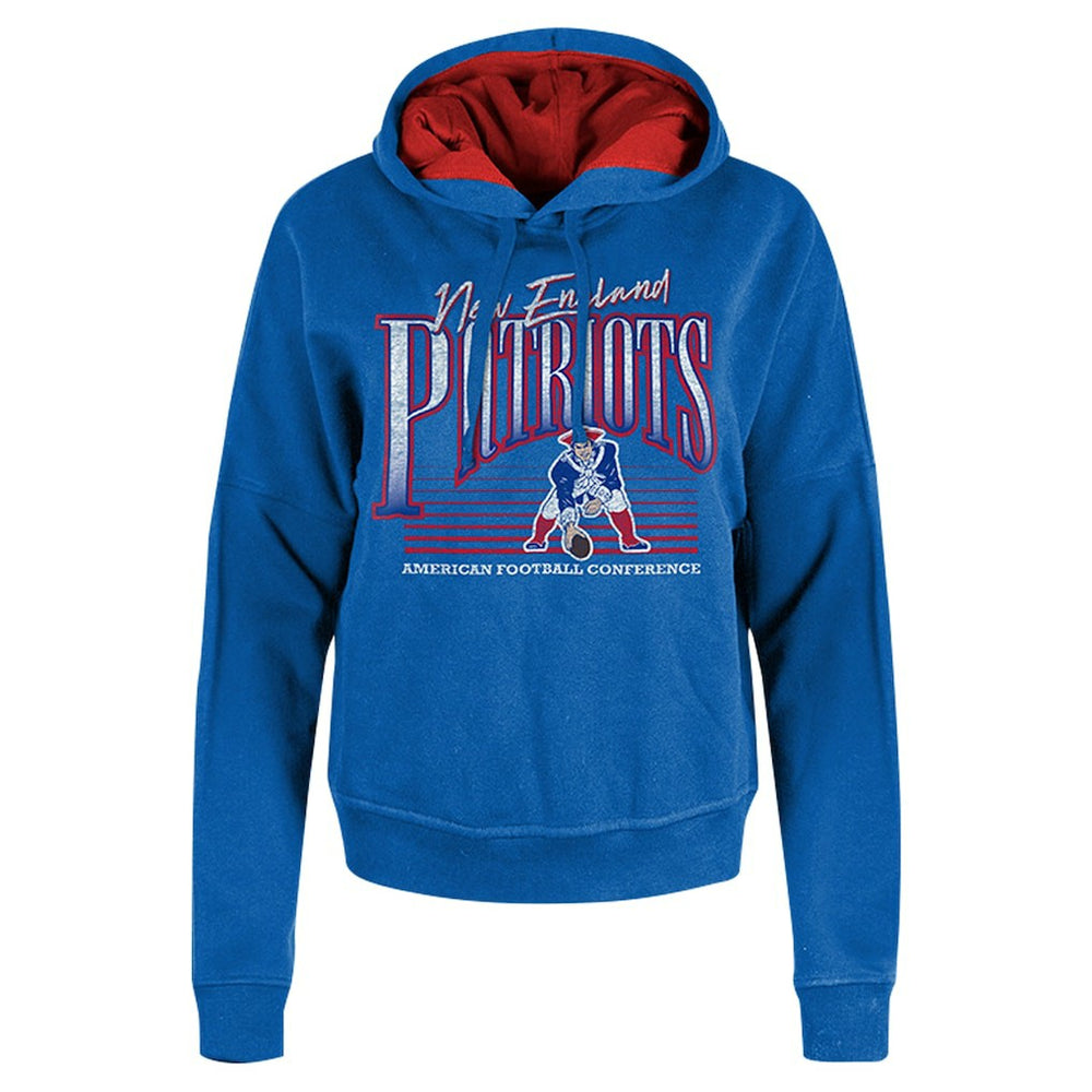 New England Patriots New Era Women's Throwback Boxy Pullover Hoodie Royal | NFL