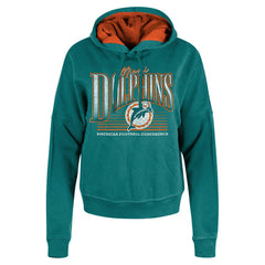 Miami Dolphins New Era Women's Throwback Boxy Pullover Hoodie Aqua | NFL